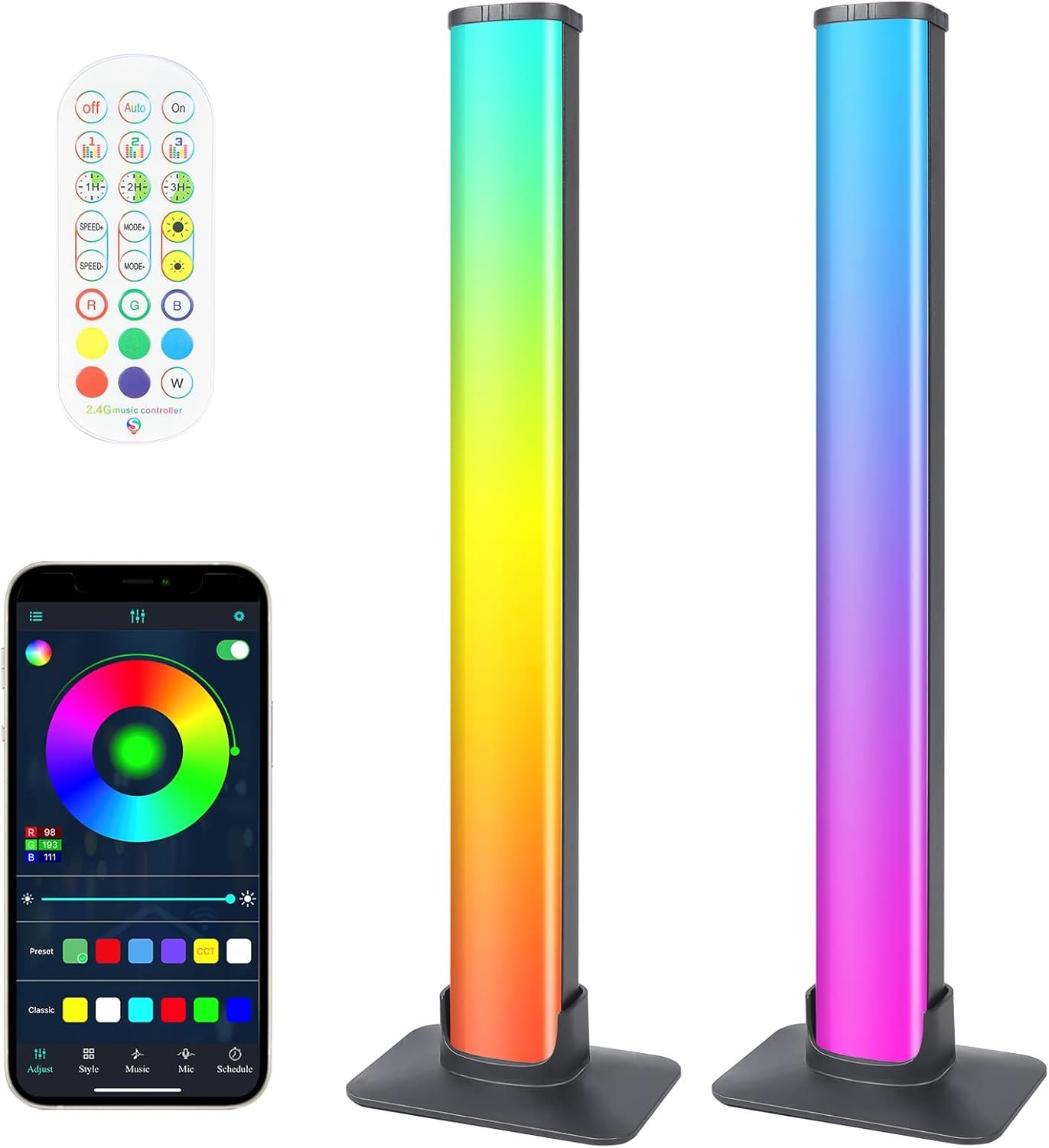 LED Lightbar, RGB TV Led rétro-éclairage Synchronisation Musicale Port USB, Lampe de Jeu Bluetooth Avec Application et Télécommande pour Décoration de Jeu PC