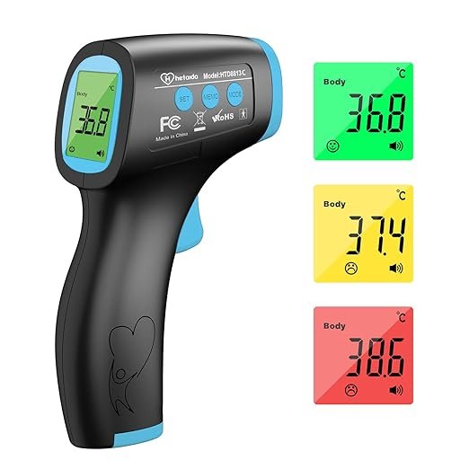 Thermomètre Frontal Lcd , Termometre Médical Infrarouge, Thermometre Sans Contact pour Adultes Bebe Enfants, Thermometre Digital avec Lectures Précises et Instantanées, 50 Mémoires