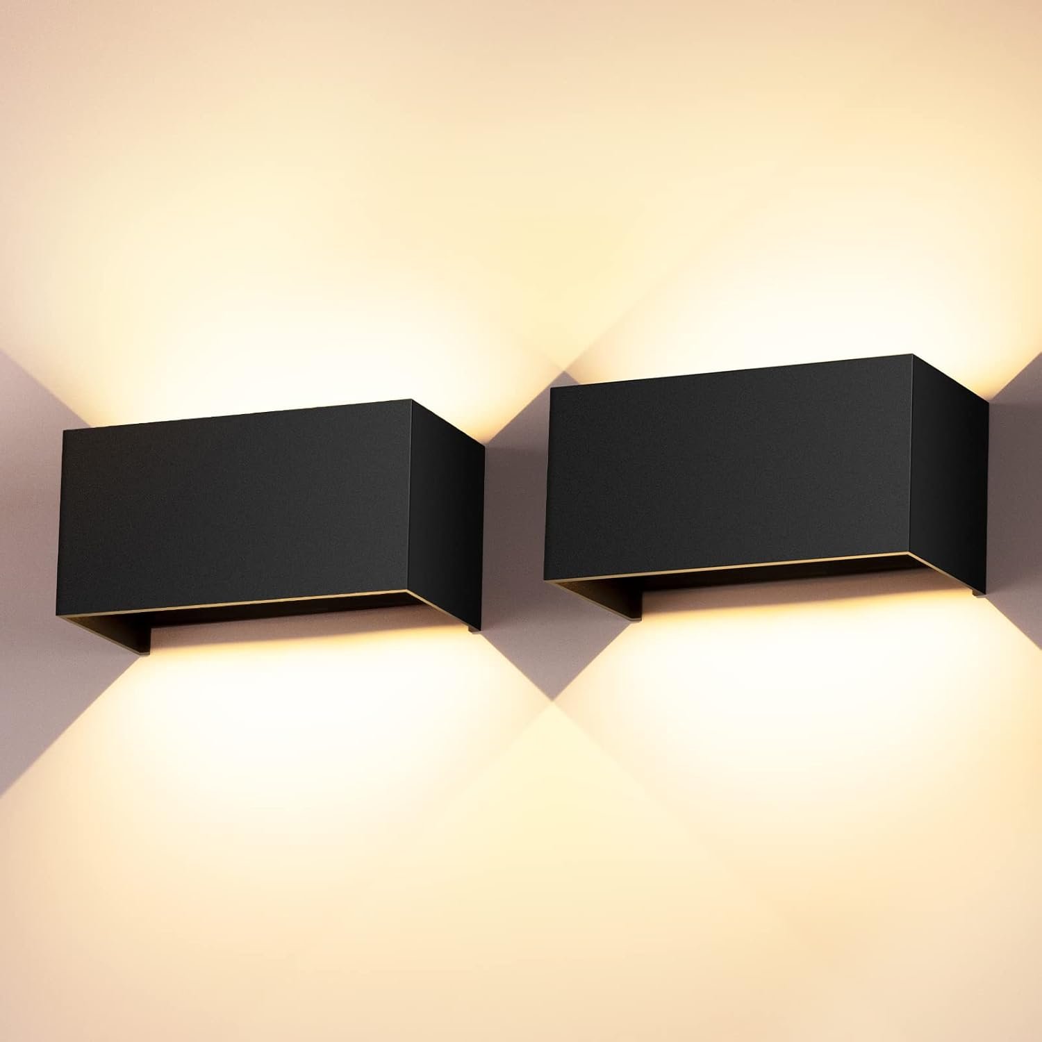 24W Applique Murale Interieur LED 2 Pack Applique Murale Exterieur Étanche IP65 Angle de Faisceau réglable