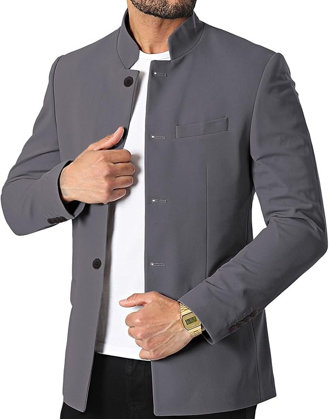Blazer Homme Casual Chic à Col Mao