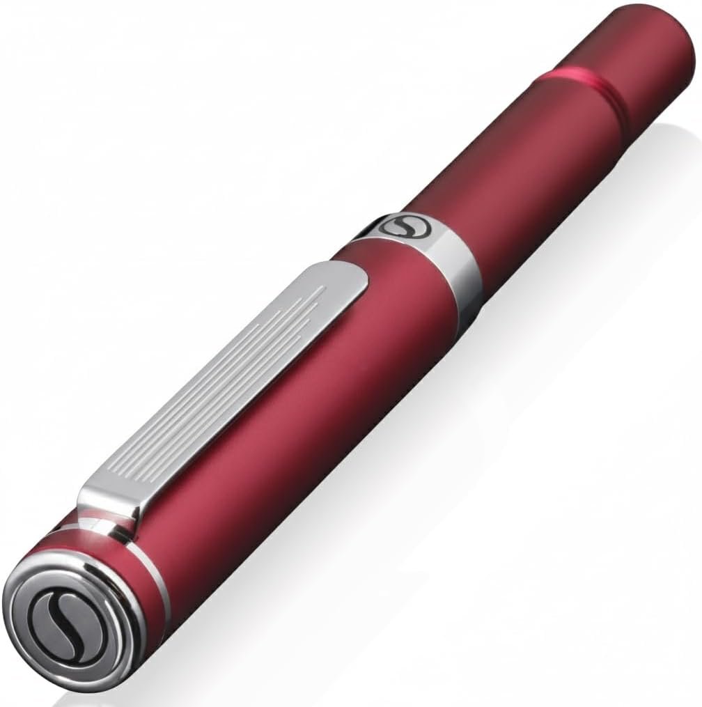 Roller Rouge EDC Stylo de luxe, Stylo de poche lourd avec finition chromée, d'écriture agréable, Cadeau homme et femme, Recharge Schmidt, Ensemble de stylos de bureau
