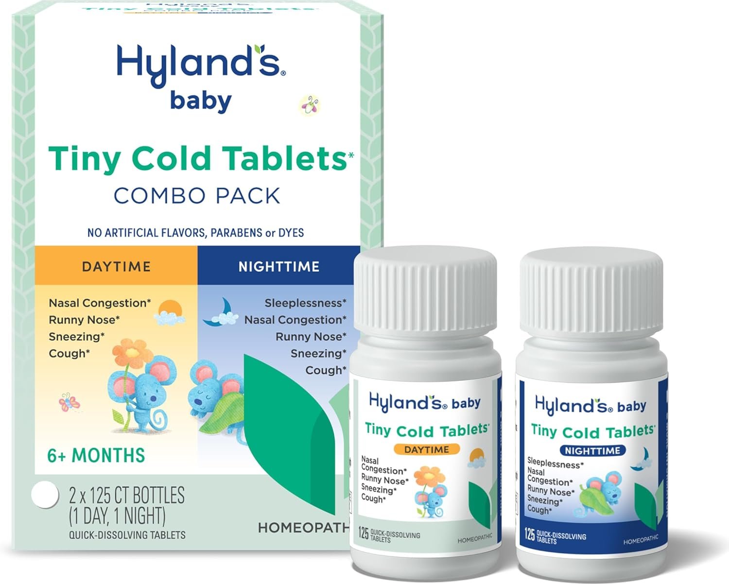 Hyland's Baby Tiny Cold Tablets Jour & Nuit – Comprimés Homéopathiques pour Bébés dès 6 Mois – 250 Comprimés à Dissolution Rapide