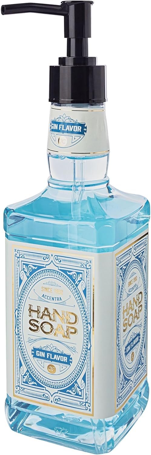 Savon pour les mains GIN FLAVOR en bouteille effet bouteille de gin, 480 ml, savon pour les mains dans un distributeur de pompe, savon liquide, parfum gin – rechargeable
