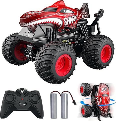 Voiture Télécommandée, 2.4GHz 20Km/h RC Monster Truck, RC Voiture Telecommandé Tout Terrain, avec 2 Batteries 60 Min+, RC Car avec LED Musique 360°Rotation, pour Enfants Adultes, Rose