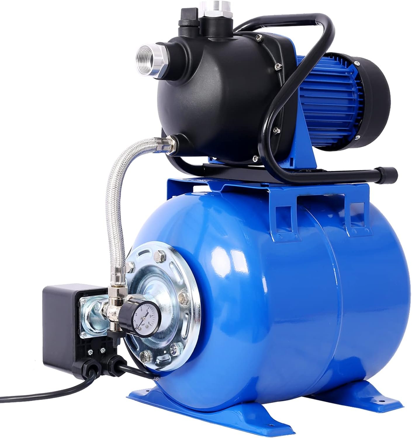 1.6HP Shallow Well Pump with Pressure Tank - Efficient and Durable Water Booster Pump for Home Garden Lawn Farm Irrigation