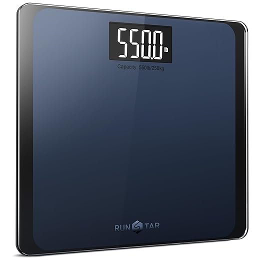 Balance Pese Personne Numérique Pour de Salle de Bain 550lb avec Plateforme Ultra-Large et Grand Écran LCD, Pese Personnes Haute Précision avec Capacité Extra- Élevée