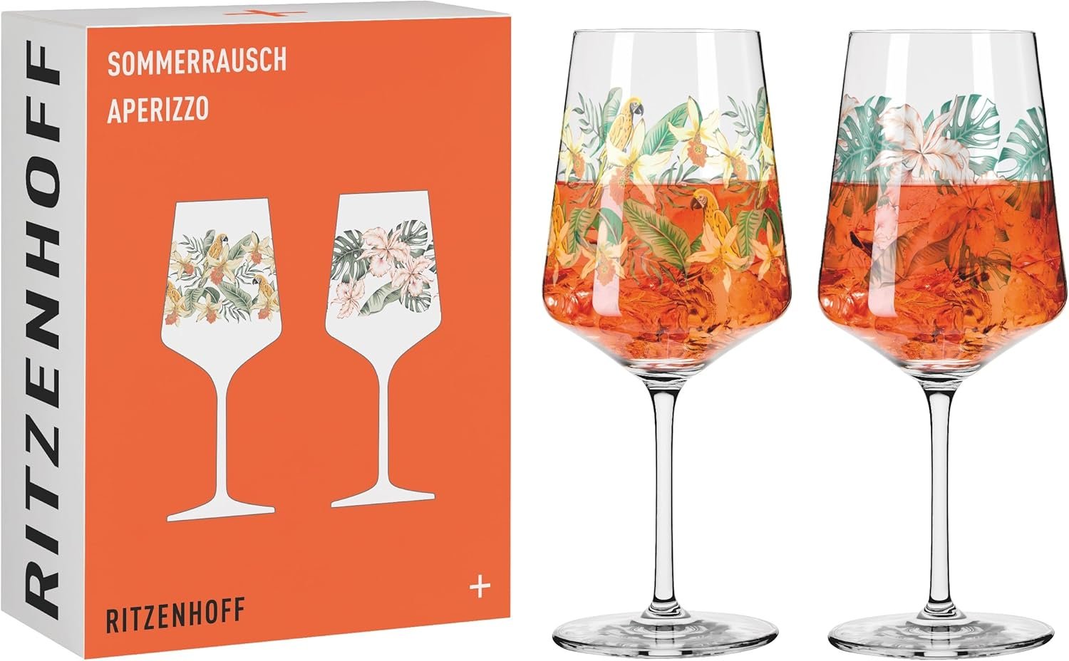 Lot de 2 verres à apéritif 500 ml – Série Sommerrausch – Style floral Multicolore