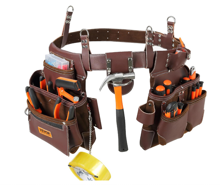 VEVOR Ceinture à Outils, 22 Poches, Ceinture Porte-Outil Tour de Taille 73,6-137,2cm