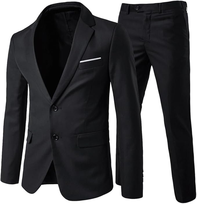 Costume Homme Formel d'affaire de Couleur Uni à la Mode Slim Fit Deux pièces
