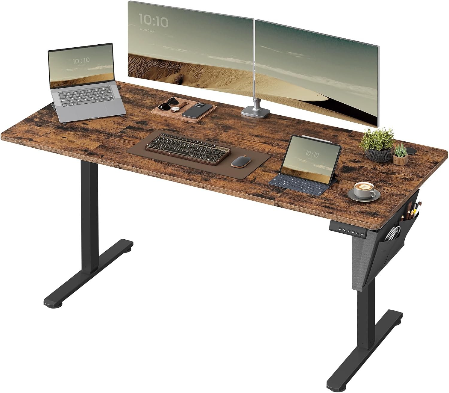 Bureau Électrique Assis-Debout Réglable, 70 x 160 x (72-120) cm