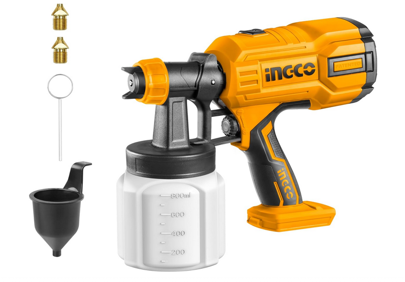 INGCO Pistolet à Peinture Sans Fil B0CWPJHKG5 20V (Produit Seul) Débit 800 ML/Min