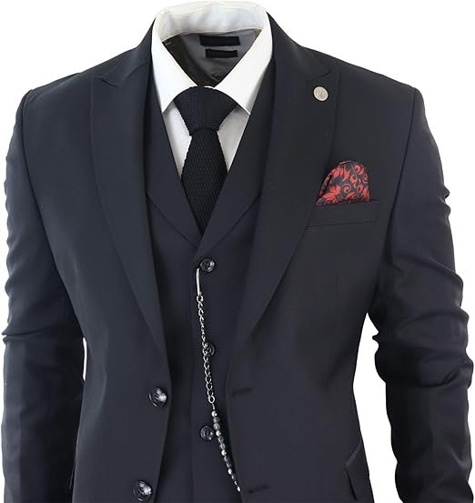 Costume Homme Classique 3 Pièces avec Chaîne de Poch