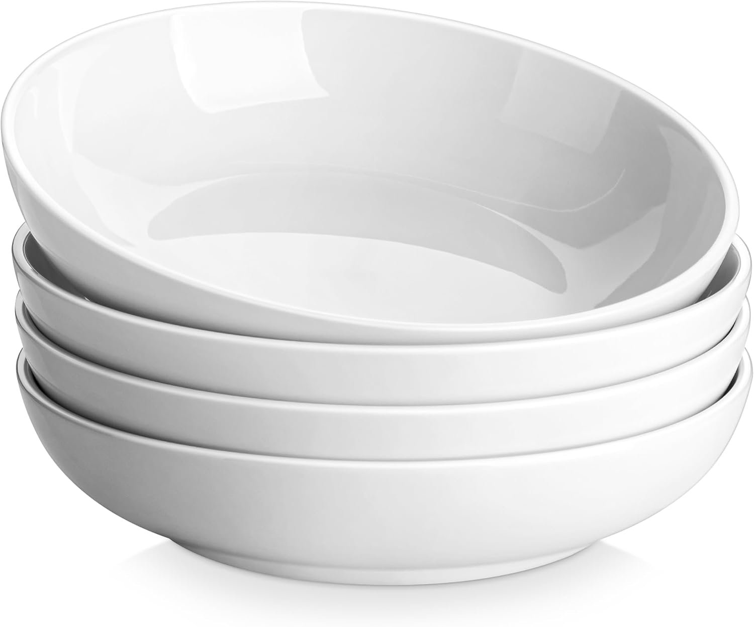 Série REGULAR 1250ml Assiettes à Pâtes en Porcelaine, Assiettes Creuses, Service de Bols à Salade 4 Pièces