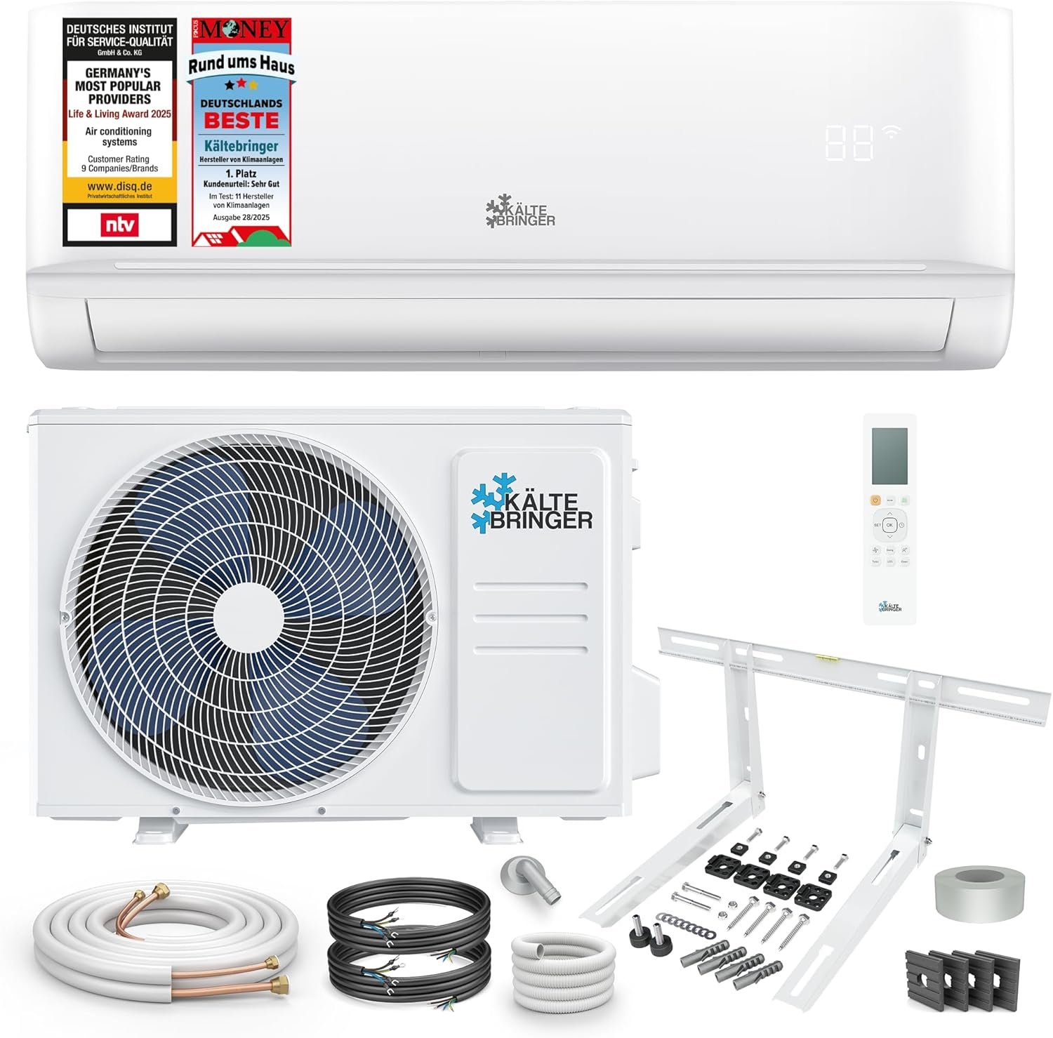 Climatiseur Split - 12000 BTU - 3,5 kW - Avec fonction chauffage, WiFi et App - très silencieux & économe en énergie, avec support mural