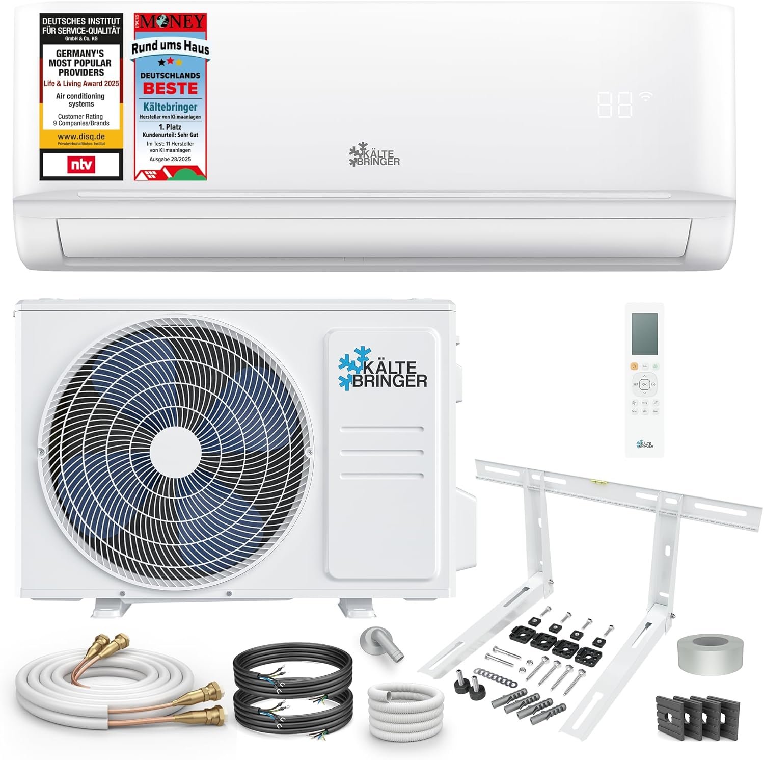 Split Climatiseur Quick Connect 18000 BTU - 5,3 kW - Avec fonction de chauffage - très silencieux & économe en énergie, avec support mural