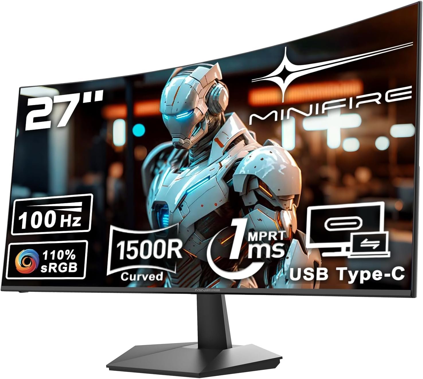 Minifire Écran PC Incurvé 27 Pouces 100Hz,Panneau VA FHD