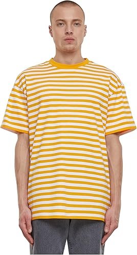 Urban Classics T-Shirt Regular Rayé Homme T-Shirt Manches Courtes Noir/Blanc Regular/Coupe Standard