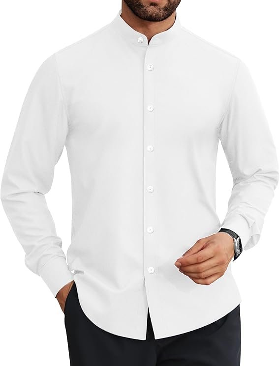 Chemise Habillée Homme Sans Repassage à Col Mao – Manches Longues