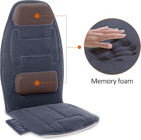 Snailax Siège Massant avec Chaleur, 10 Moteurs de Vibration Coussin de Siège de Massage, Coussin de Massage, Masseur de Dos pour la détente à la maison bureau, Cadeaux