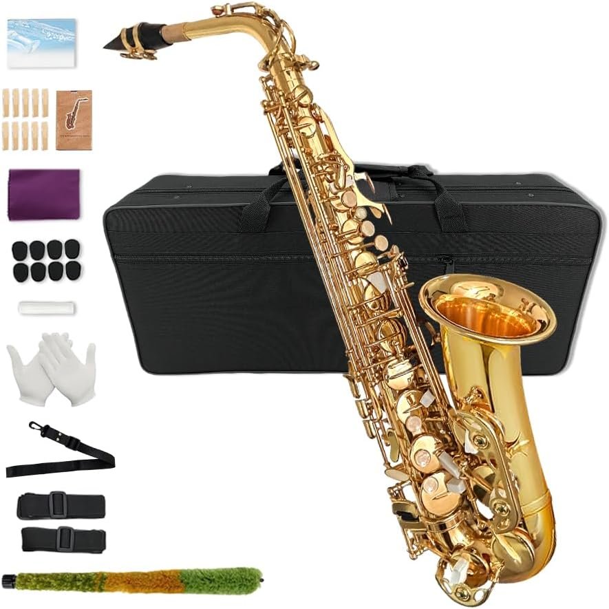 Saxophone Alto Mi Bémol pour débutants adultes, saxophone étudiant, kit complet avec anches