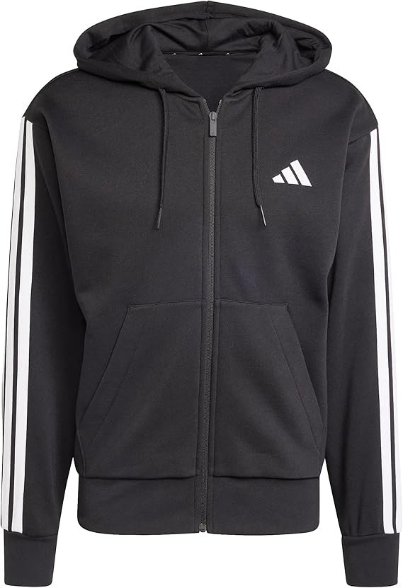 Essential Three Stripes Fleece Zipper Hoodie Sweatshirt à Capuche Homme (Lot de 1)