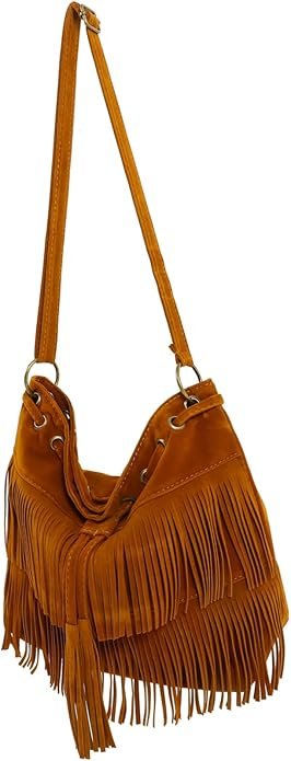 Sac à Main Femme Bandoulière Avec Franges Sac Porté Épaule Rétro Multifonction Pour Dames Marron