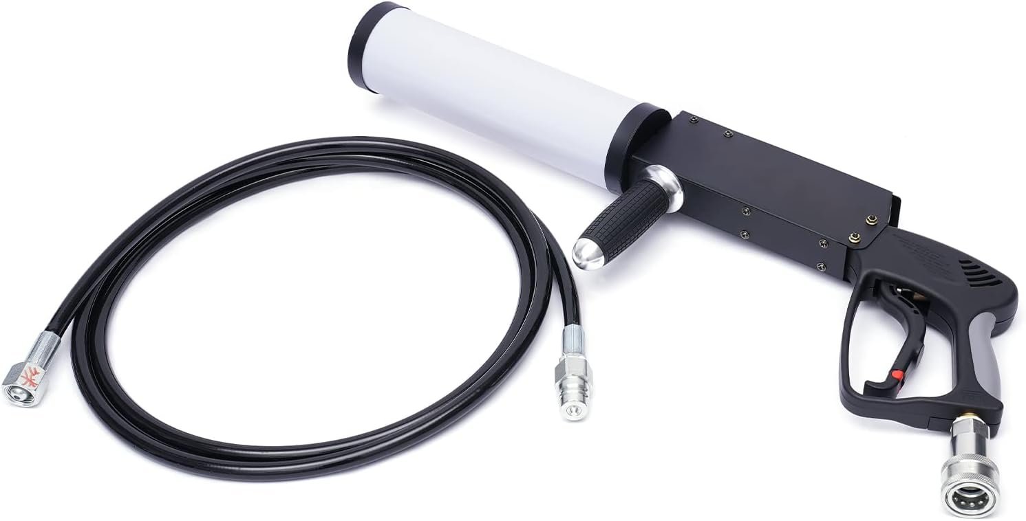 Canon à CO₂ Portable avec LED RGB – Pistolet Jet de Fumée pour DJ, Discothèque, Concert & Événement – Tuyau 3 m – Portée jusqu’à 10 m