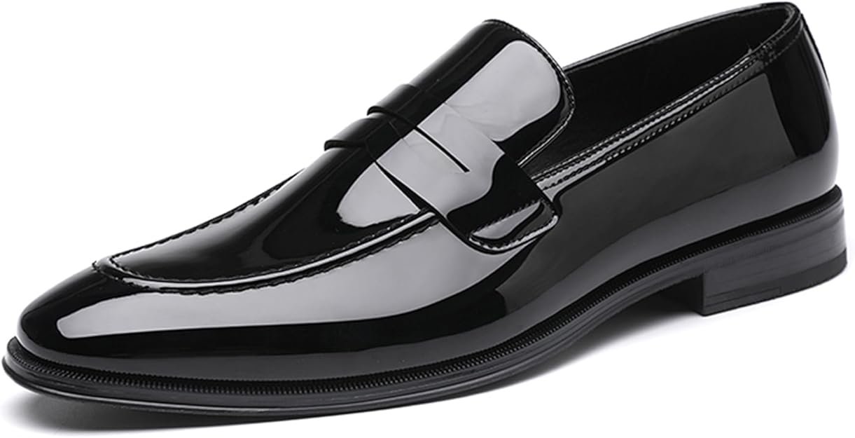 Mocassins Homme Penny Loafer Vernis – Chaussures Habillées Slip-On pour Mariage & Bureau