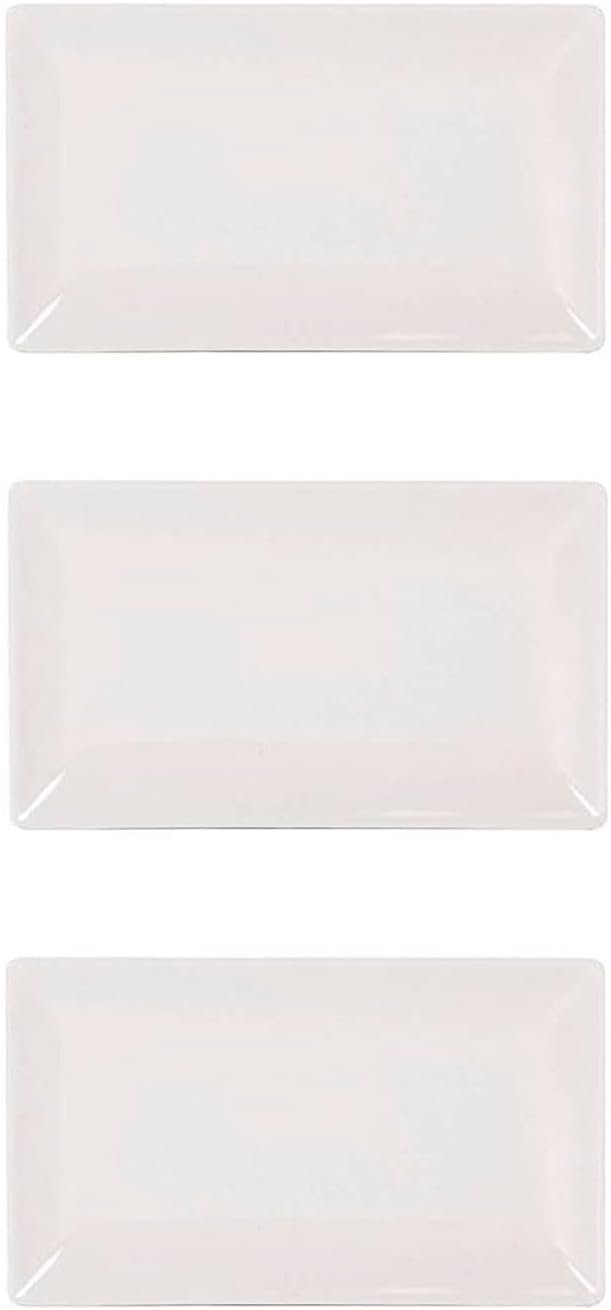 Lot de 3 plateaux rectangulaires en céramique, élégants, vaisselle de cuisine, passent au lave-vaisselle (ivoire, 25 x 15 cm)