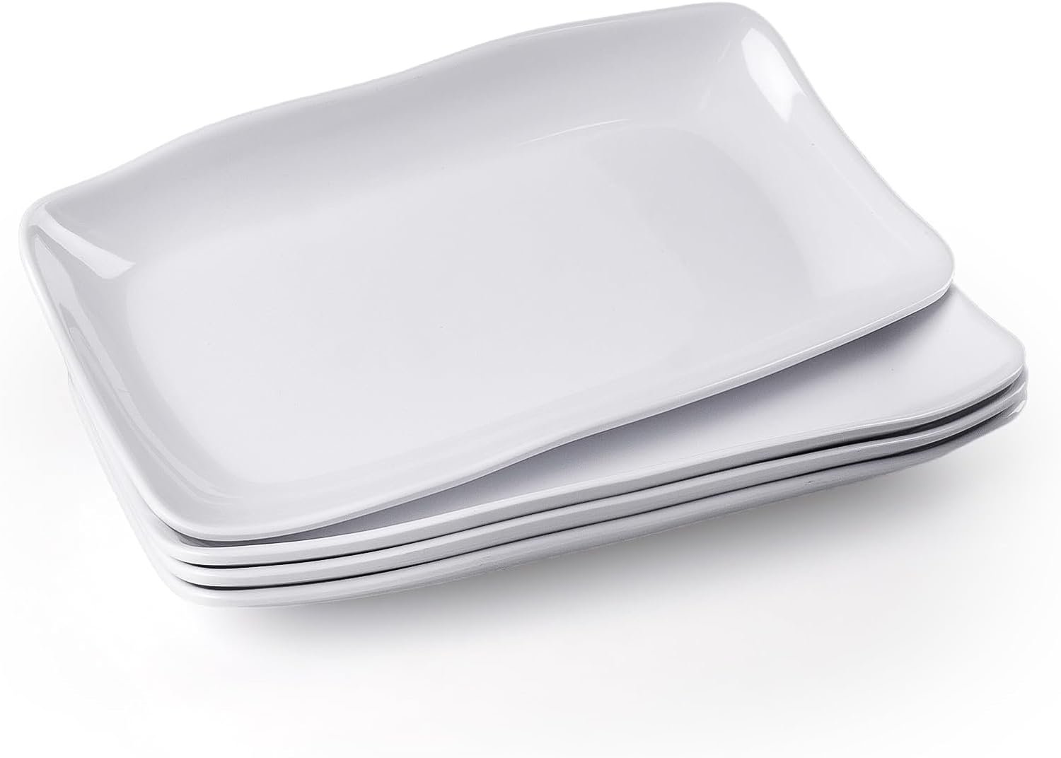 Lot de 4 Assiette Blanche Rectangulaire Assiette Plate 29,5x16,6x2,7cm Assiettes Service de Table Rectangulaire Assiettes Plates pour Gâteau, Dessert, Salade, Sushi