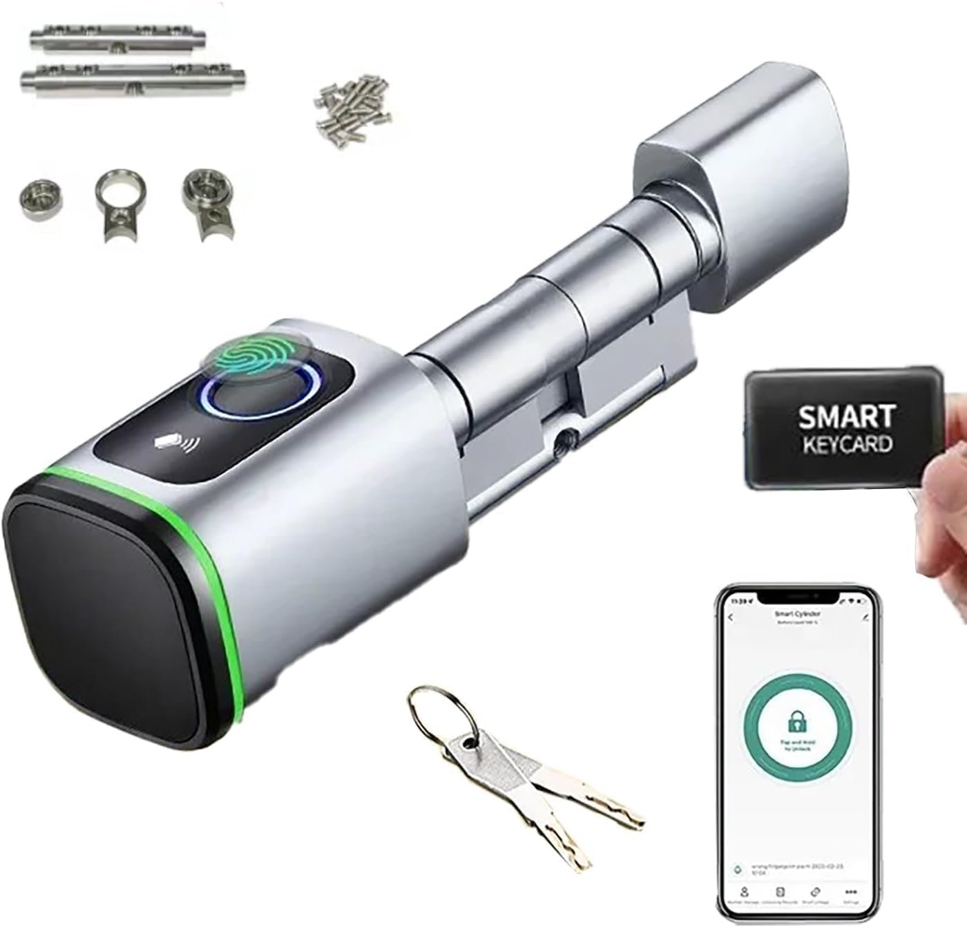 Serrure connecté,Serrure Empreinte Digitale,Cylindre Biotechnologique,Ip65,Avec Deux Cartes,Deux Jeux De Clés,Avec Bluetooth