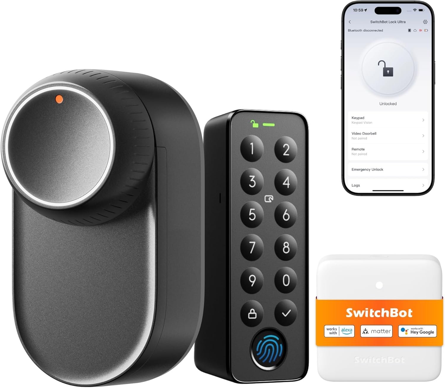 Serrure Ultra WiFi connectée avec écran Tactile de Keypad, Verrouillage de Porte à Empreinte Digitale, Verrouillage de Porte Intelligente