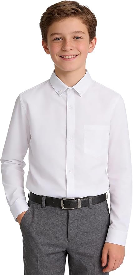 mintgreen Garçons Chemises Scolaires Enfants Coton À Boutons Uniforme Unie Manches Longues Vêtements