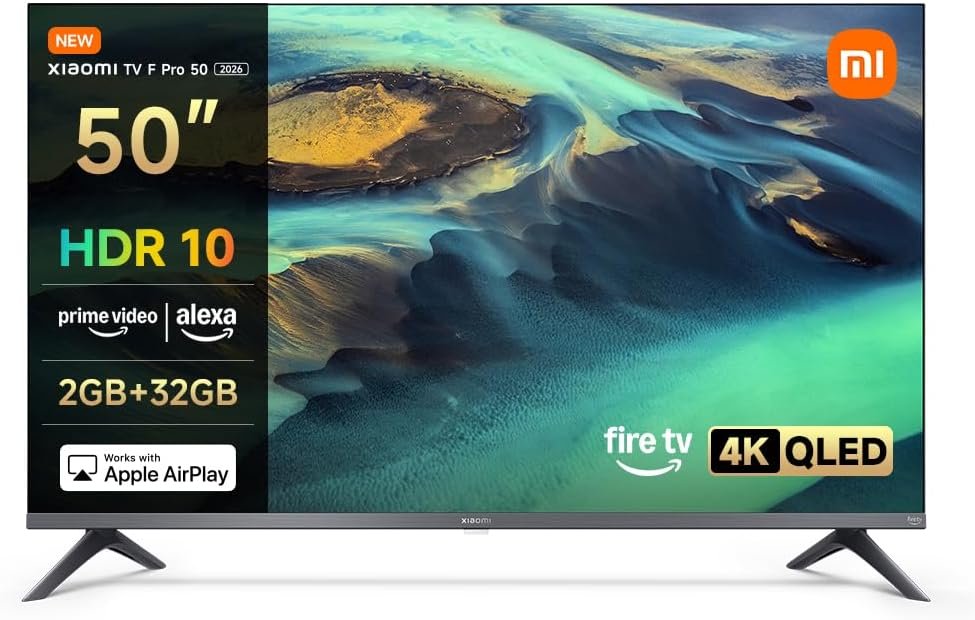 XIAOMI TV F Pro 50, 127 cm (50 Pouces), 4K UHD QLED, Smart TV, Fire OS8, Contrôle Vocal Alexa, HDR10, 60Hz