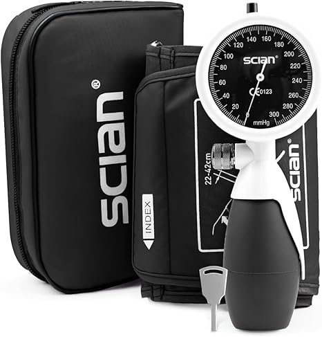 SCIAN Tensiomètre manuel au bras anéroide avec brassard européen (22-42 cm), incluant un sac de transport pour les infirmières, les médecins et les seniors