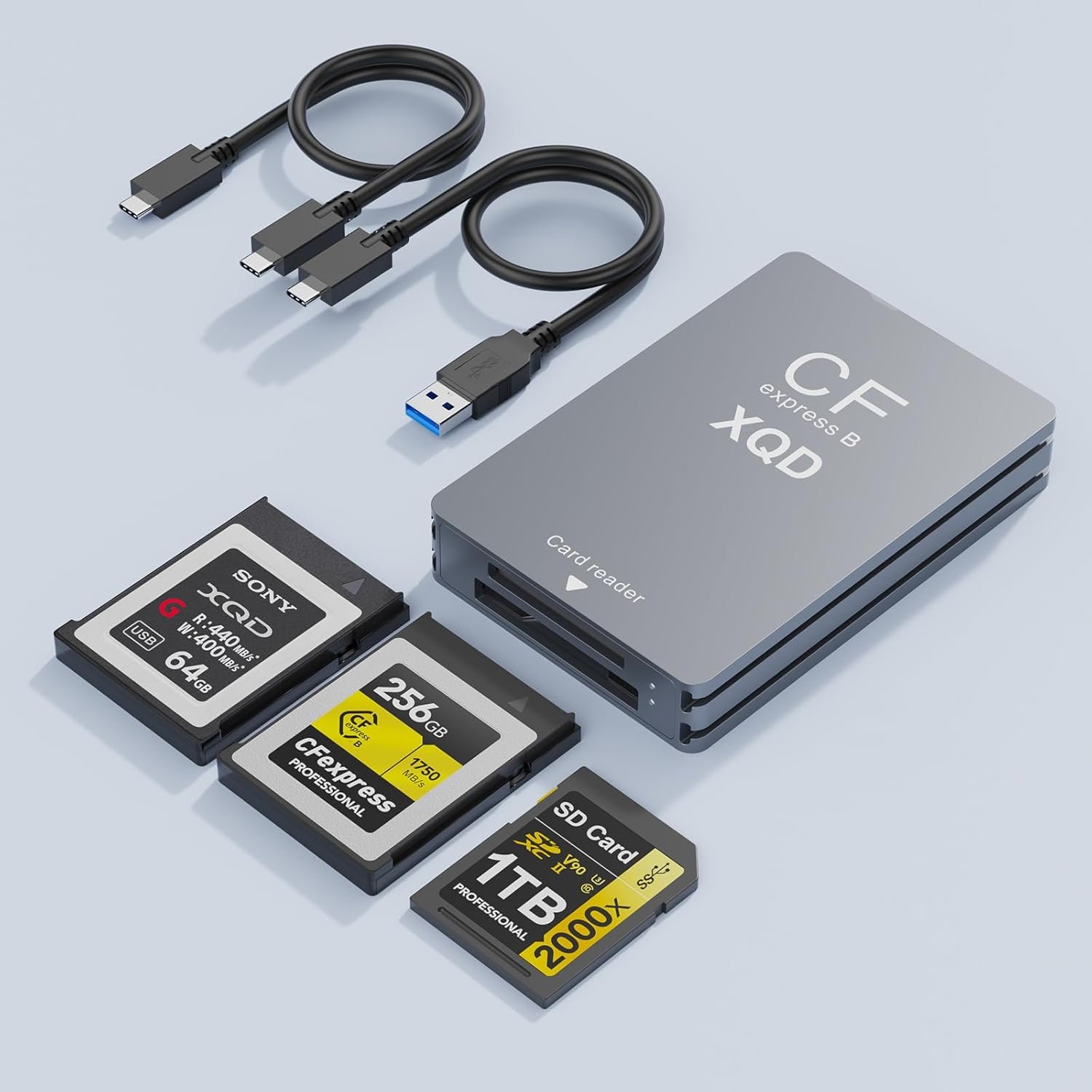 Lecteur de carte 3 en 1 type B/XQD/SD, USB 3.2 Gen 2 10 Gbps