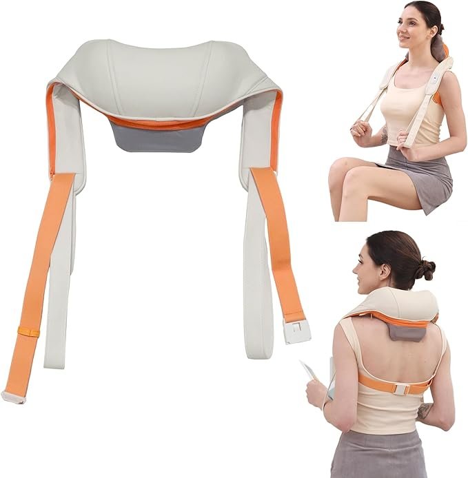 Appareil de massage du cou avec fonction chauffante, appareil de massage Shiatsu sans fil avec massage 4D des tissus profonds, pour les épaules, les jambes, les muscles du corps, soulagement