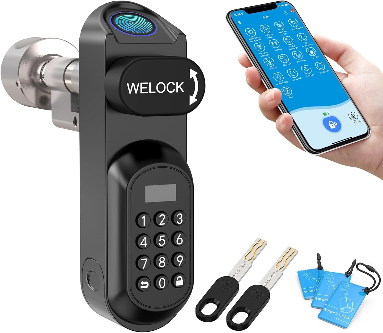 Serrure Empreinte Digitale avec Mot de Passe,RFID Carte,APP,serrure à code WiFi