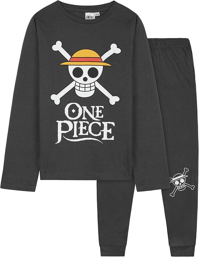One Piece Pyjama Garçon Long, Ensemble Enfant et Ado 2 Pièces, Anime Vêtement de Nuit, Idée Cadeau Manga pour Fans de Luffy