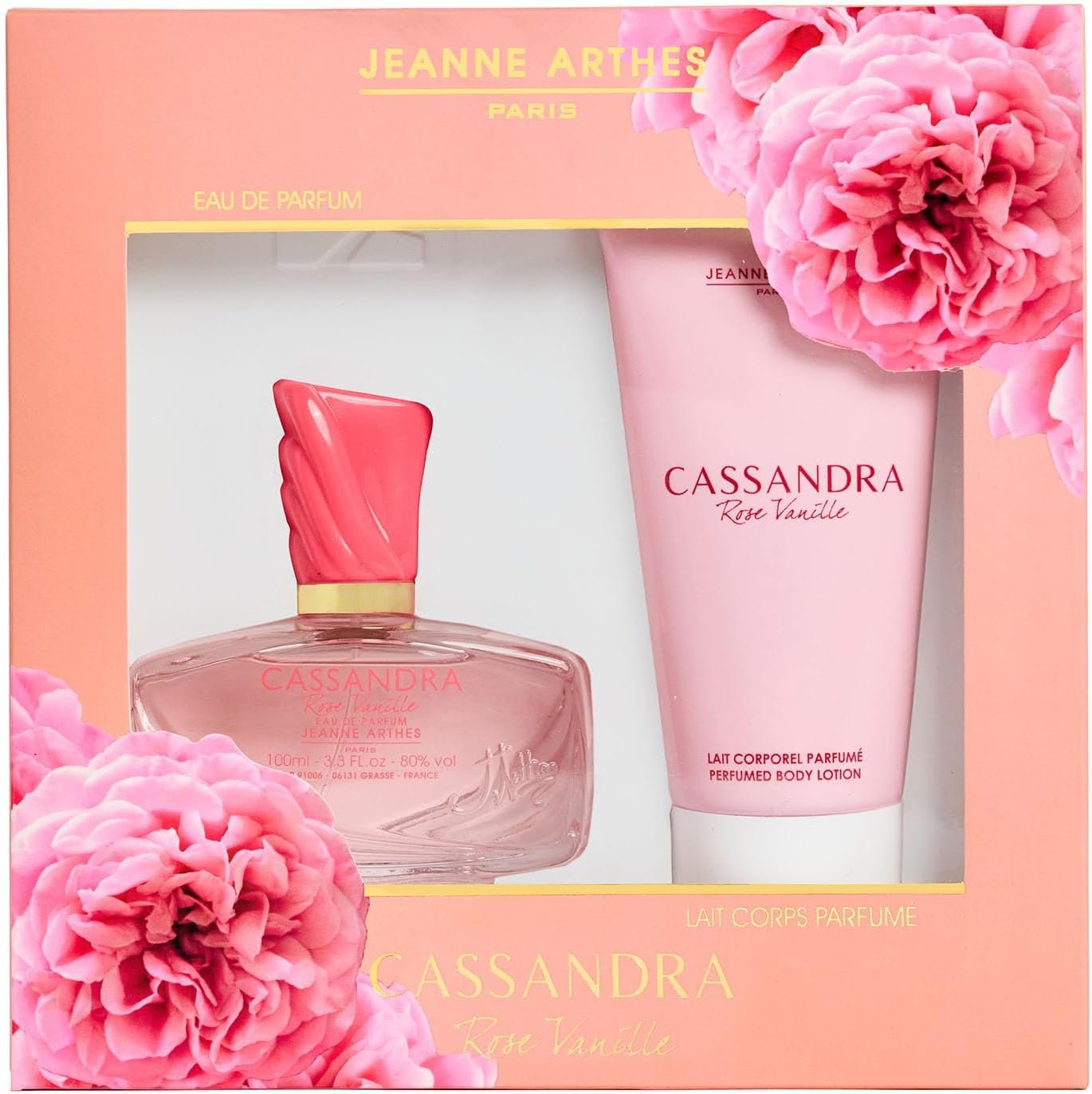 Coffret Cadeau pour Femme - Cassandra Rose Vanille - Eau de Parfum 100 ml + Lait pour le Corps 150 ml - Parfum Rose Vanille