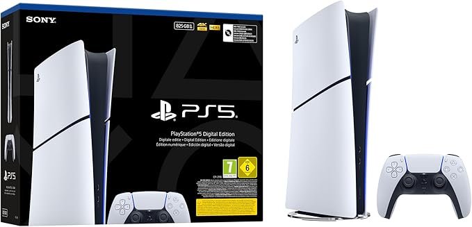 Playstation Sony, 5 Édition Numérique, PS5 avec 1 Manette Sans Fil DualSense, Couleur : Blanche