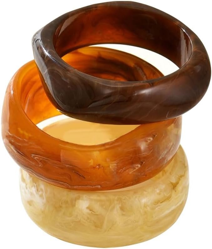 Lot de 3 Bracelets Résine Acrylique pour Femme Bracelets Géométriques Minimalistes Irrégulier Accessoires Mode Femme Légers et Tendance