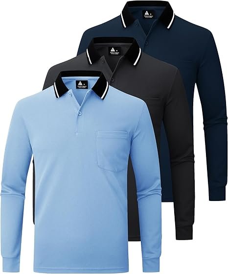 Lot de 3 Polo pour Homme à Manches Longues