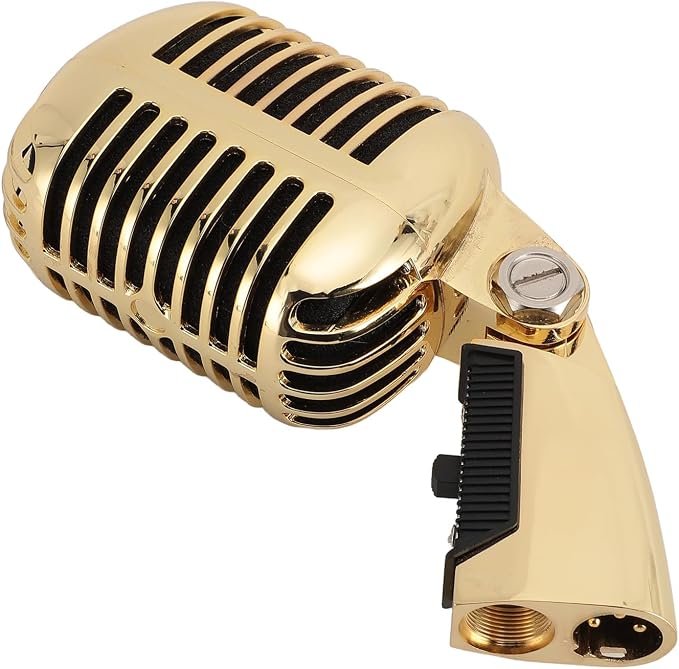 XUMIUZIY Microphone Dynamique Cardioïde Vintage pour la Parole et la Voix - Expérience de Chant Supérieure (Gold)