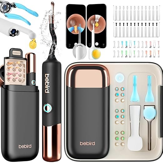 Earsight Ultra Camera Oreille Nettoyage - Otoscope oreille Flexible et Lumière - Kit d'ear cure (cure-oreille, pince à cérumen, goutteur) pour examen ORL à domicile - Adultes & Enfants