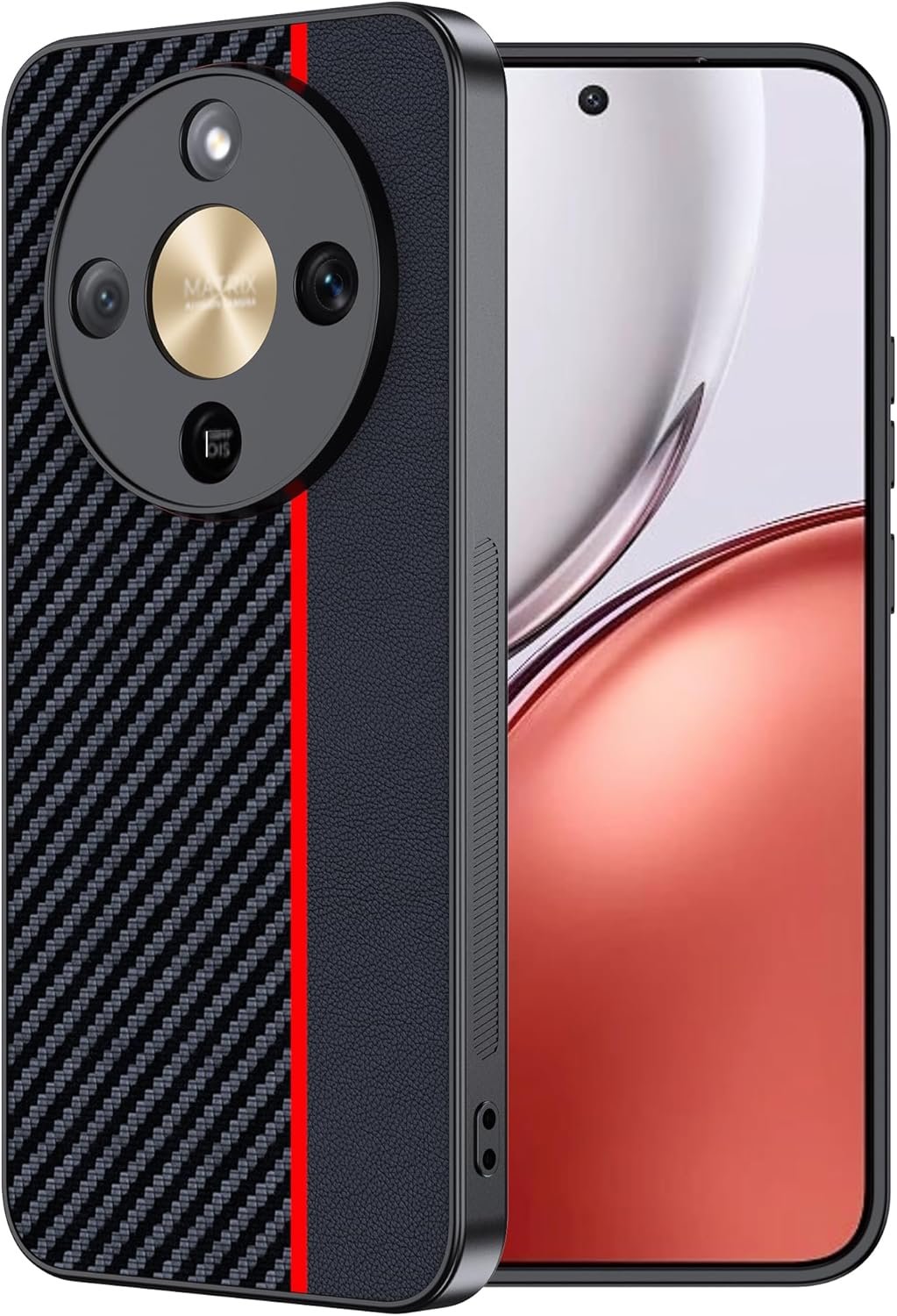 Coque pour Honor Magic 8 Lite Coque de Protection, Étanche et Résistante aux Chocs, Rugged Armor Case -Rouge Noir