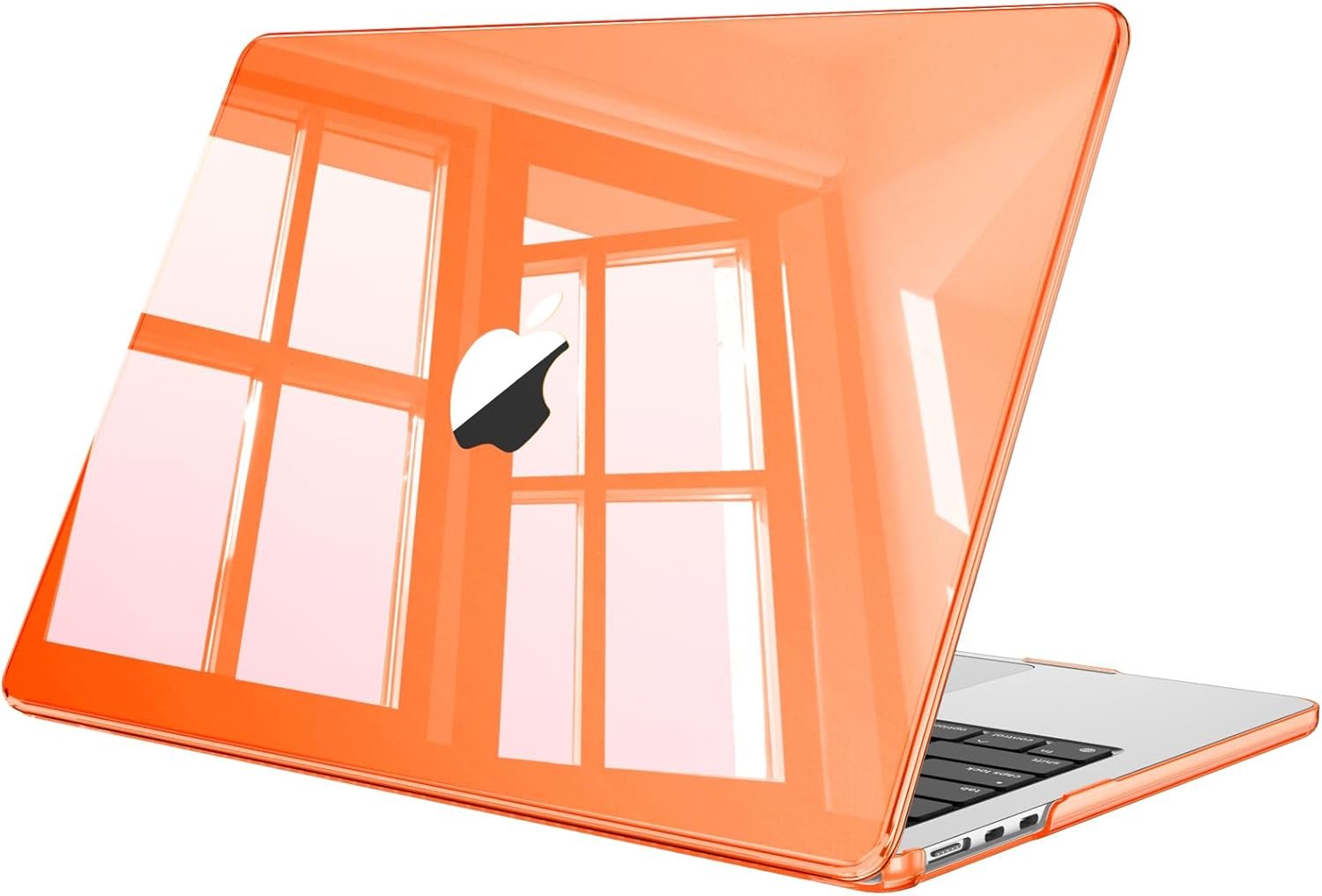 FINTIE Coque Compatible avec MacBook Air 13.6 Pouces M4 M3 M2 (A3240/A3113/A2681, 2025/2024/2022) - Coque Fine(Orange Cristallin)
