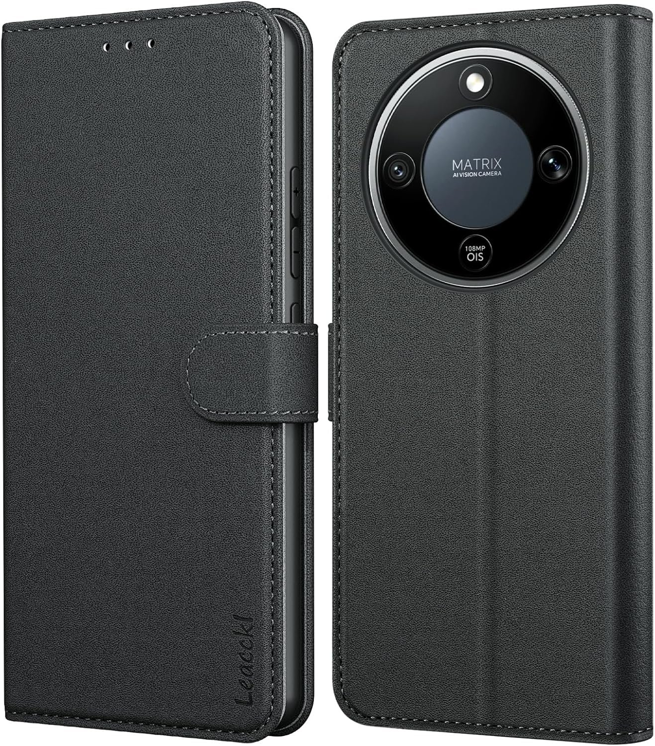 Coque pour Honor Magic 8 Lite, Etui Protection Housse Premium en Cuir PU Portefeuille, [Ranges Cartes] (Noir)