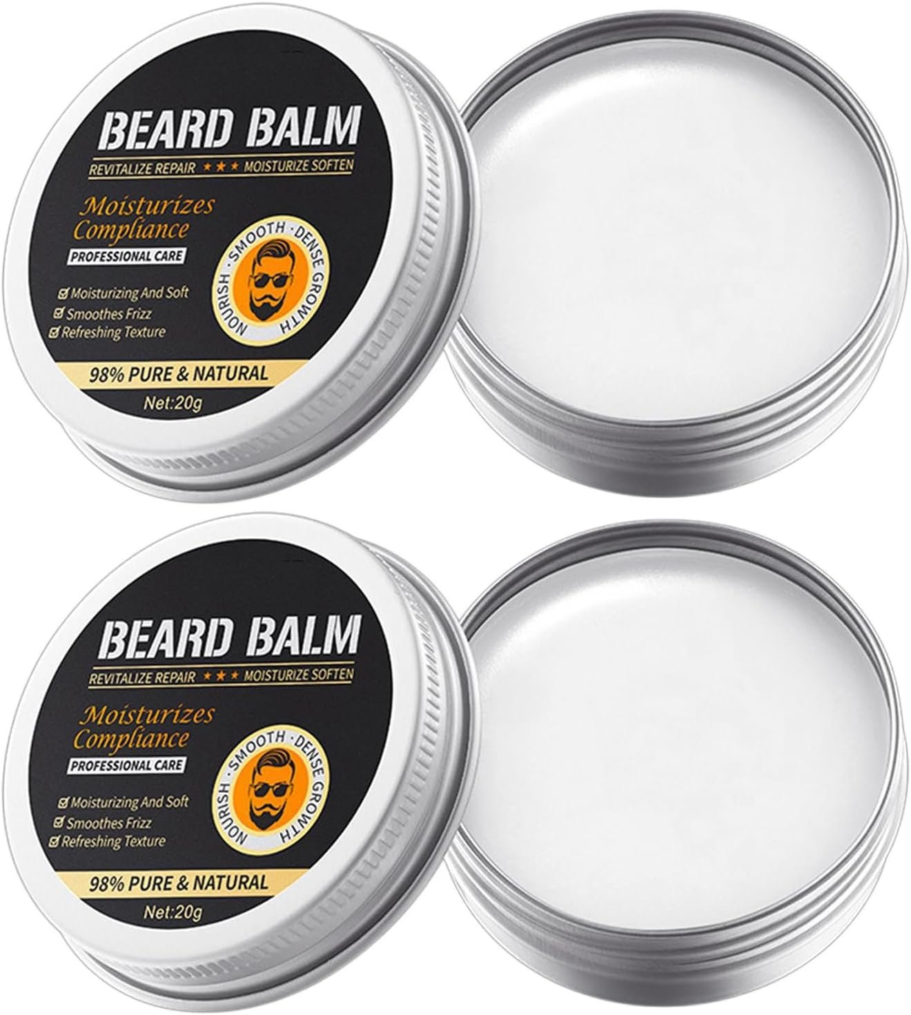 Crème de Soin Naturelle pour Barbe - 2 Pièces, Jimkply Hydrate Et Nourrit La Barbe