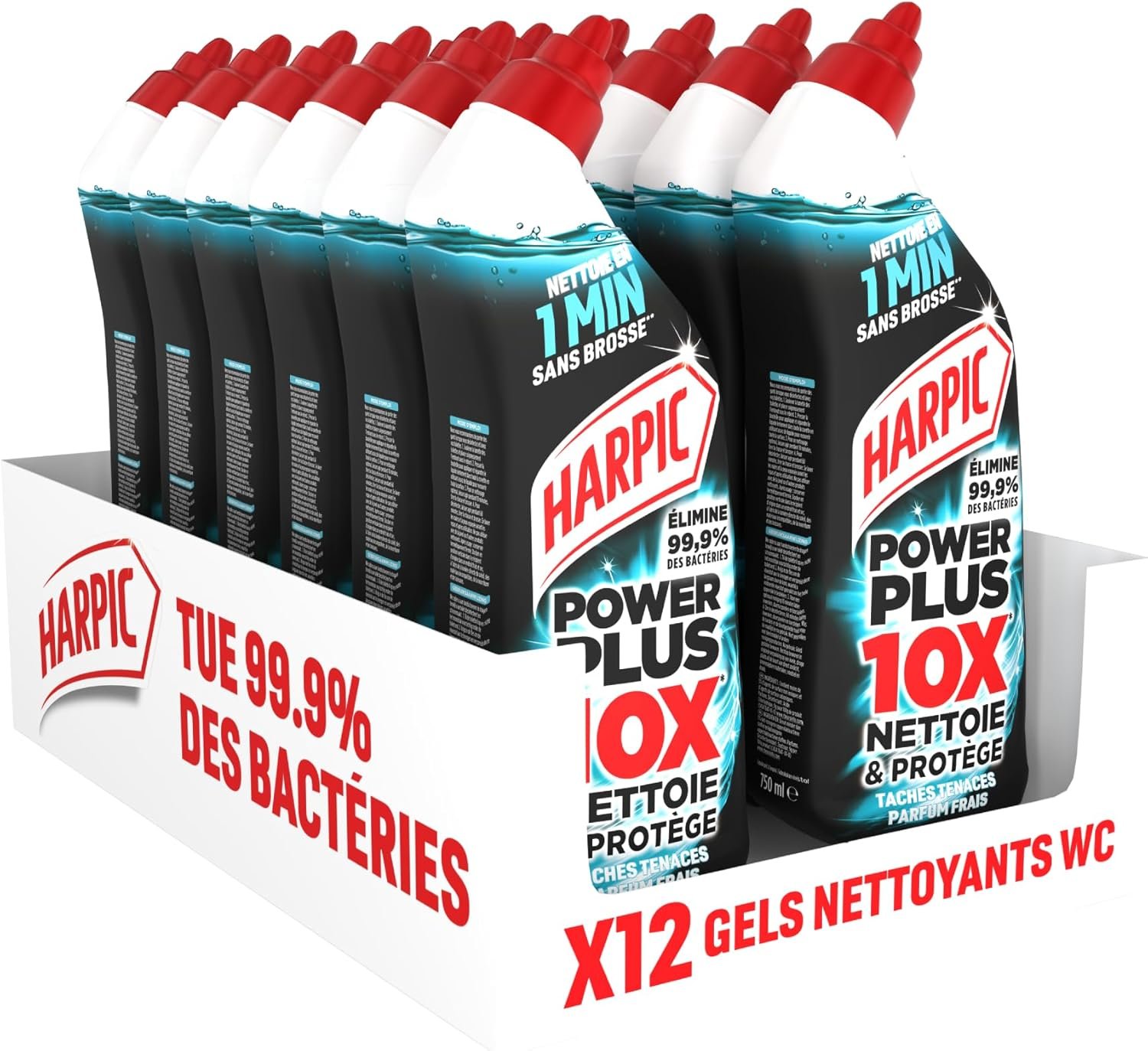nettoyant surpuissant taches tenaces - nettoyant WC antibactérien - efficace sans brosse - lot de 12
